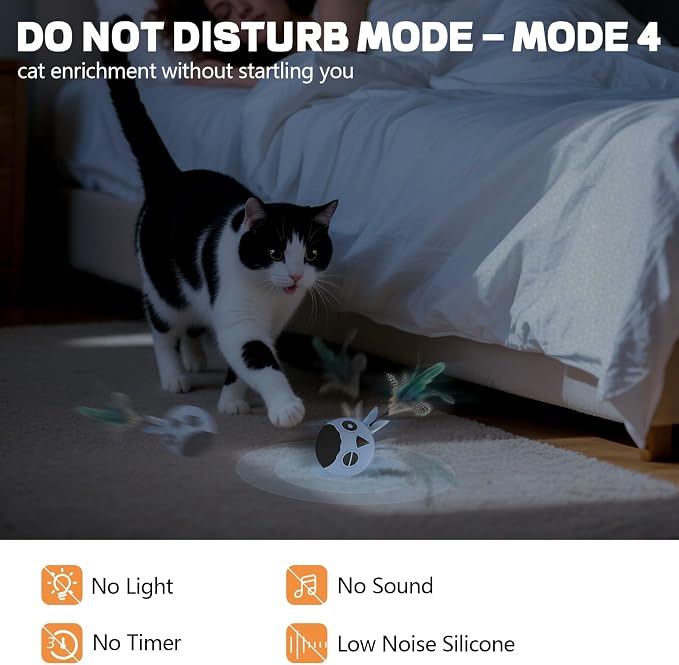 Cat Ball Toy, Upgraded Smart Motion Sensor Moving Ball with 3 Speed Modes & 4 Sounds, Interactive Toy for Indoor Cats, Motion Activated, Chirping Light, 2 Feather Tails(Blue) - Image 3