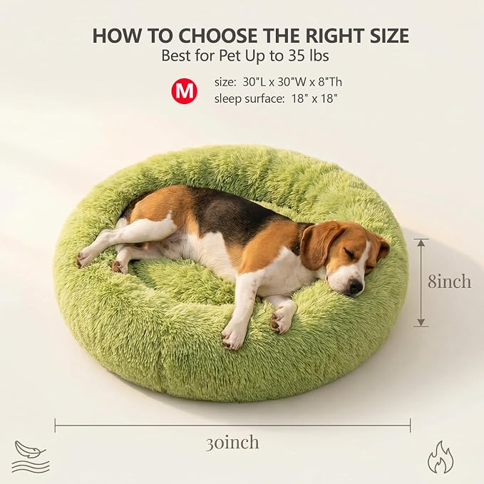 nononfish Cozy Donut Dog Bed,Plush Round Calming Pet Bed | Cozy round donut pet bed designed for comfortable daily sleeping. - Image 3