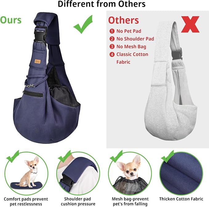 CUBY Dog and Cat Sling Carrier - Hands Free Reversible Pet Papoose Bag - Soft Pouch and Tote Design - Suitable for Puppy, Small Dogs Cats Outdoor - Image 2