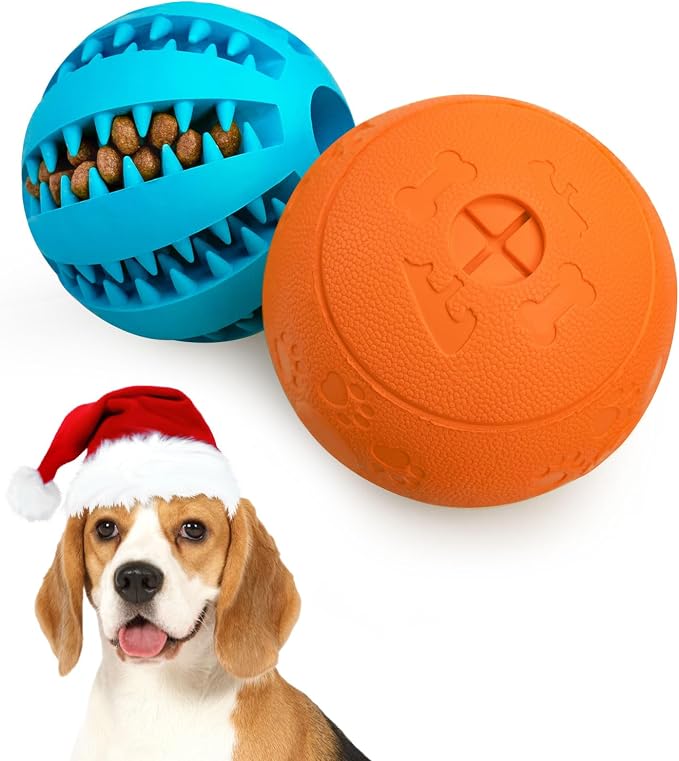 HIPPIH Dog Puzzle Toy 2 Pack, Interactive Dog Toys for Treat Dispensing | Durable Puppy Enrichment Toys, Dog Treat Ball for Teething, Slow Feeder, IQ Training, Blue-2.75'', Orange-3.14'' - Image 9
