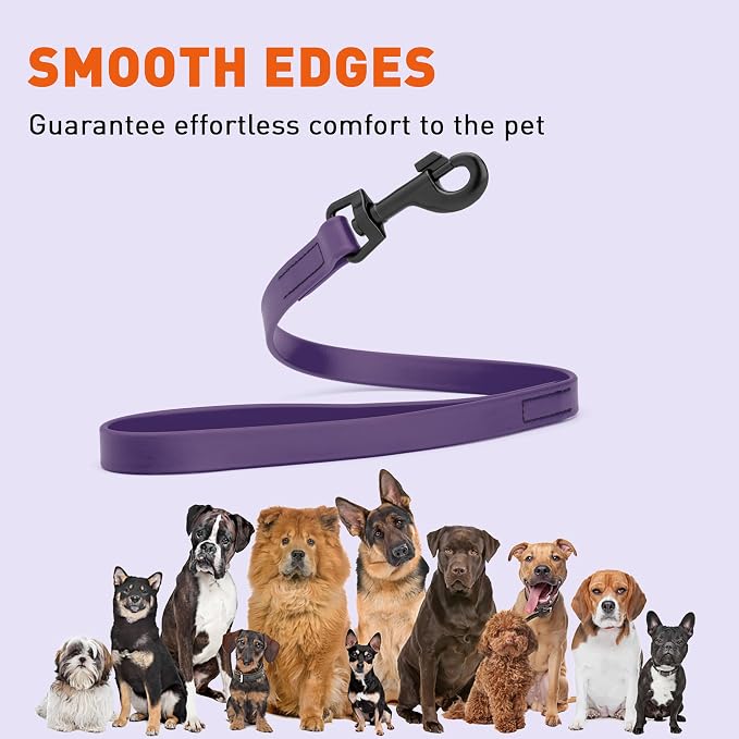 Dogline Biothane Waterproof Dog Leash Strong Coated Nylon Webbing with Black Hardware Odor-Proof Easy to Clean High Performance for Small or Large Dogs Made in USA 2 ft Lead, Violet Purple - Image 8