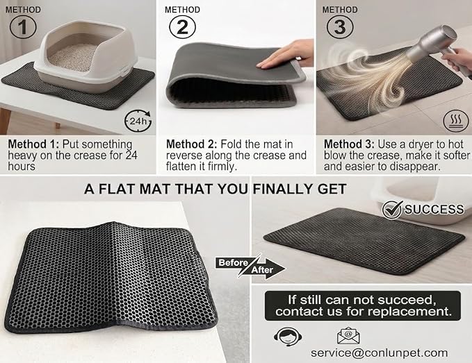 Cat Litter Mat New Size 23.6"x14.6" for Small Spaces, Upgrade Super Waterproof Back Layer Litter Box Mat, Non Slip, Durable, Soft on Paws Kitty Trapping Matt, Pink - Image 6