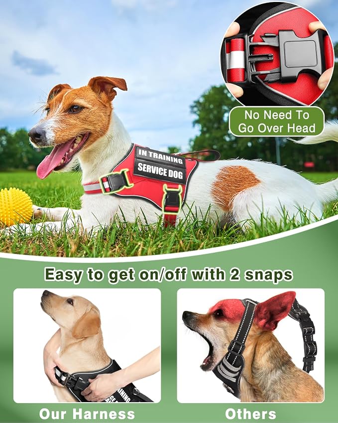 Service Dog Vest Harness and Leash Set+10 Patches Red XS | Adjustable Reflective Do Not Pet Emotional Support Dog Vest with 2 Soft Padded Handle,MOLLE,for Everyday Training Hiking - Image 4