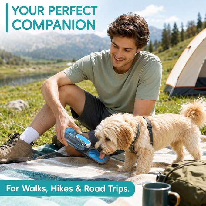 Dog Water Bottle Portable, 11.8 oz(350 ml) | Leak-Proof, BPA-Free, Lightweight, Foldable for Hiking, Walking, Car Rides, Blue - Image 2