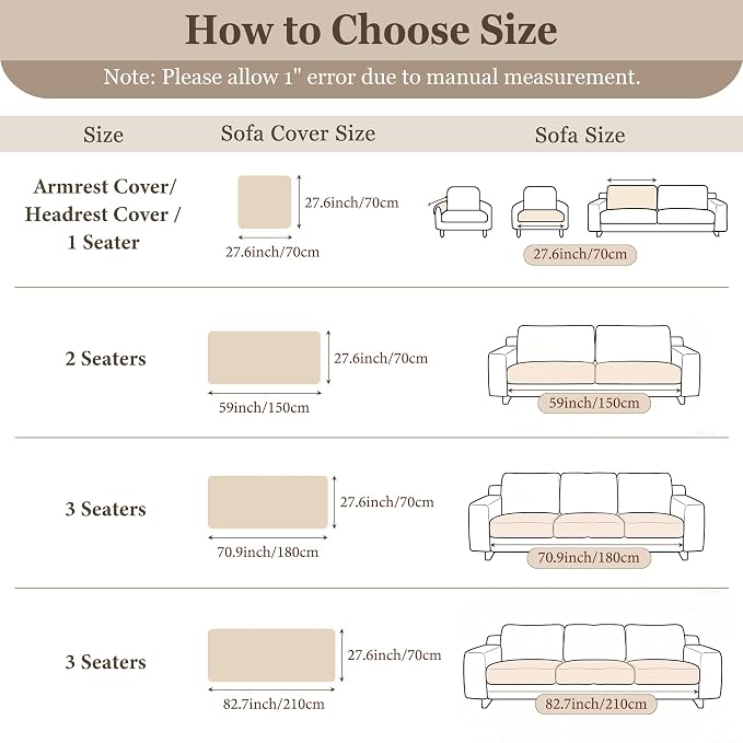MEETSKY Couch Arm Covers for Dogs, Non Slip Plush Chair Covers Washable | Thick Non Slip Couch Protector for Armrest, Recliner Chair Arm Protector, Pet Hair & Scratch Protection, Cream, 27.6" x 27.6" - Image 2