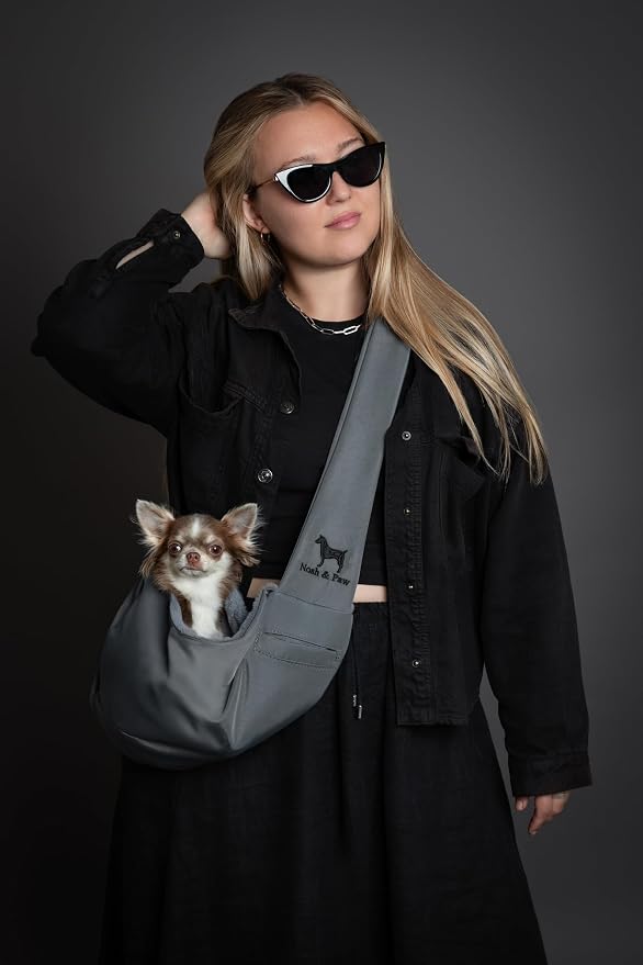 Noah & Paw Dog Sling Carrier for Small Dogs 3-10lb, Dog Sling for Small Dogs and Cats, Dog Carrier with Adjustable Padded Strap, Premium Twill, Lined with Fur, Double Safety Feature, Machine Washable - Image 8