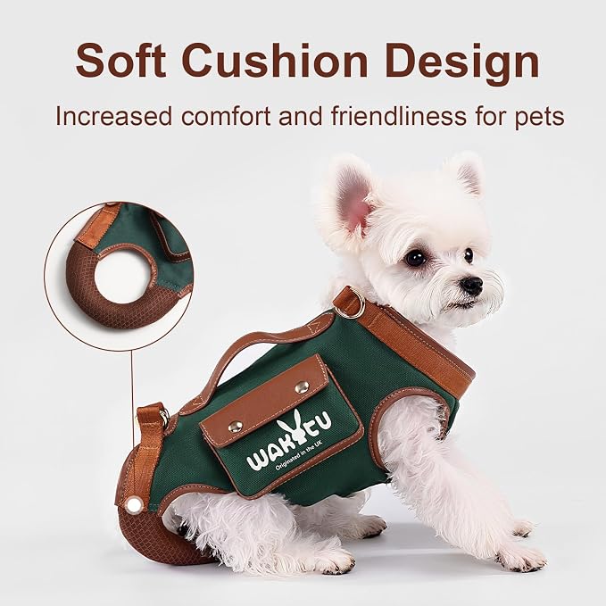 Wakytu Dog Lift Harness Dog Carrier Sling for Small Dogs & Cats,L | stylish puppy sling carrier with handle & pocket,adjustable leash,walking & travel - Image 7
