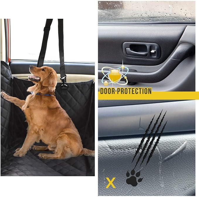 Vailge Dog Car Seat Cover for Back Seat, 100% Waterproof Back Seat Pet Cover for Dogs with Mesh Window, Scratch Prevent Antinslip Dog Hammock for Car - Image 3