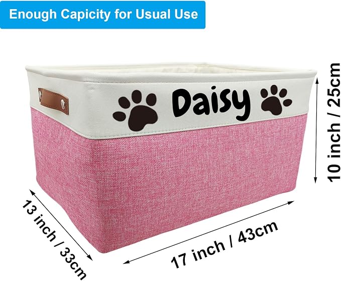 Large Personalized Dog Toy Basket Custom Dog Toy Box Foldable Dog Gift with Pet's Name for Dog Chew Toys, Clothing,Stuff - Image 4