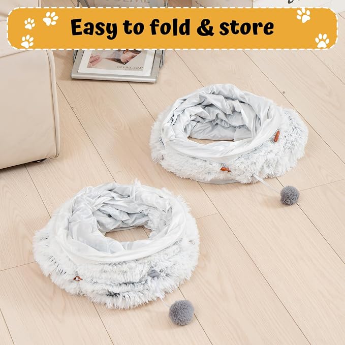 Avont Cat Tunnel Bed, Washable Cushion, Large 3-in-1 Play Tube for Cats | Play, Rest & Snuggle | Spacious for Big Cats | Durable Toggle Design | Removable Washable Cushion | Grey - Image 6