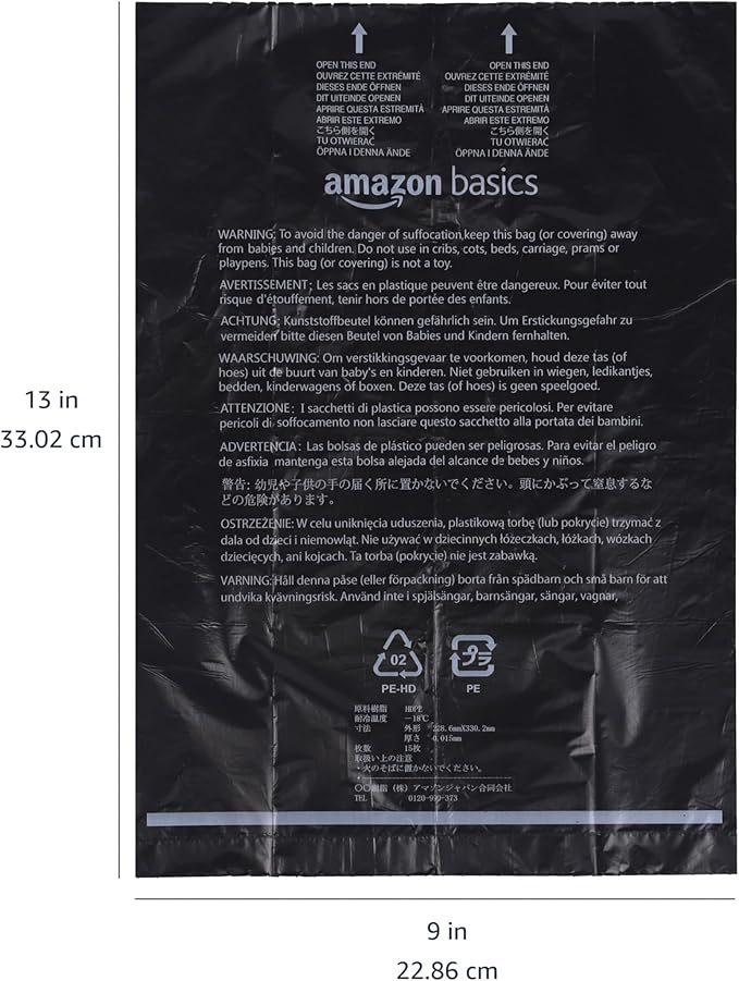 Amazon Basics Dog Poop Leak Proof Bags with Dispenser and Leash Clip, Unscented, 13" x 9", 600 Count - Image 5