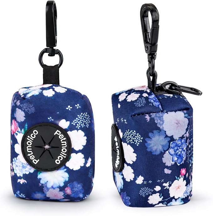 Petmolico Dog Poop Bag Holder Dispenser 2 Pack, Blue & White | Zippered pouch fits any leash, includes free roll of bags, lightweight & portable for daily walks, travel & outdoor use - Image 5