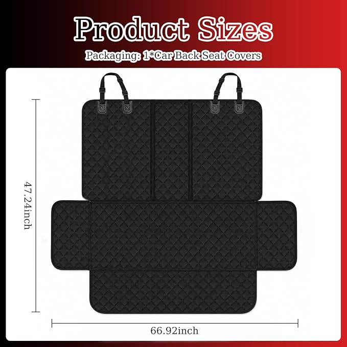 Water & Scratch Resistant Dog Car Seat Cover for Back Seat | Protects Car Seats,Non-Slip,Pre-Cut Holes,Oxford Cloth Material,Easy to Clean,Universal Fit for Cars,SUVs,MPVs - Image 2