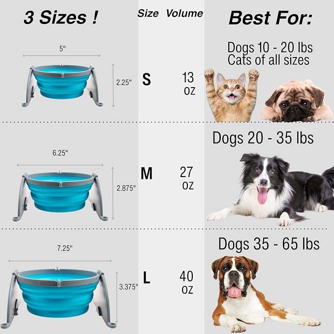 Loving Pets Bella Roma Collapsible Dog Bowls - Silicone Dog Bowls, Foldable Bowl, Puppy Essentials & Hiking Pet Supplies Great for Home & Travel (Blue, Large) - Image 3