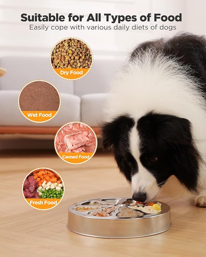 2-Pack Slow Feeder Dog Bowls – Stainless Steel Metal Bowls with Double-Sided Design, 5 Cups Large Capacity for Dry, Wet, Raw Food, Slow Feeding for All Dog Sizes, Easy to Clean, Non-Slip - Image 3