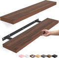 BAYKA Walnut-Like Floating Shelves 22.5in, 2 Pack, Wall Mounted Wall Decor | Easy Install, 22lbs Max Load, Hidden Bracket, Shelf for Bathroom Bedroom Kitchen Books Display Storage, Multi-Wall Compatible by Bayka