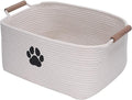 Geyecete dog toy basket Cotton Rope dog toy box with wood handle pet toy bin Blanket Storage Basket Decorative Clothes Hamper Basket Large Baskets by Geyecete