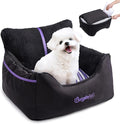 BurgeonNest Dog Car Seat for Small Dogs & Cats Under 25 lbs, Black Purple by Lifelongfriendsbelovedfamily