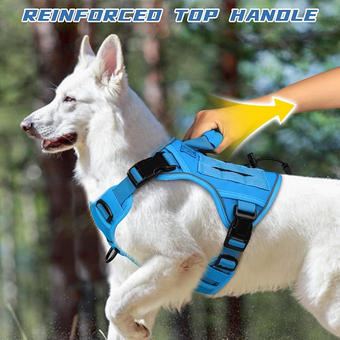 WINGOIN Blue Tactical Dog Harness for Small Dogs,No Pull Dog Harness | with Handle,Adjustable Reflective,Military K9 Style,Big Size Dog Vest,for German Shepherd,for Walking Training Hunting - Image 3