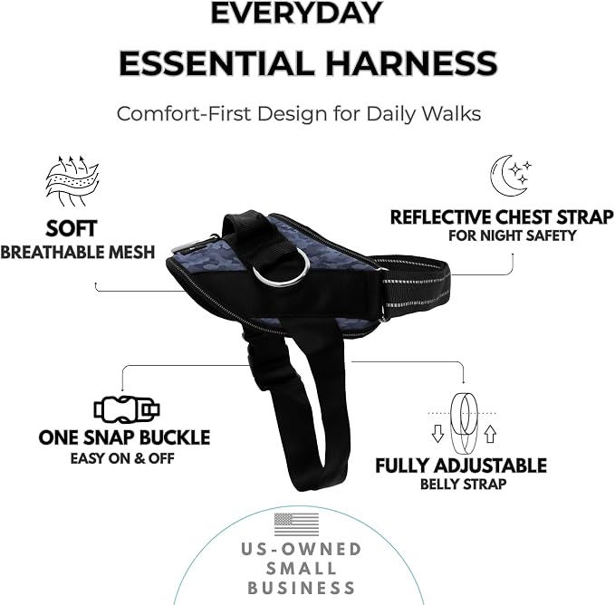 ShawnCo Essential Dog Harness, No-Pull Pet Vest (Dark Camo,S) | 3 Leash Clips, Easy On, No-Choke, Reflective, Adjustable Fit, Padded Comfort, Control Handle, For Small, Medium & Large Dogs - Image 2