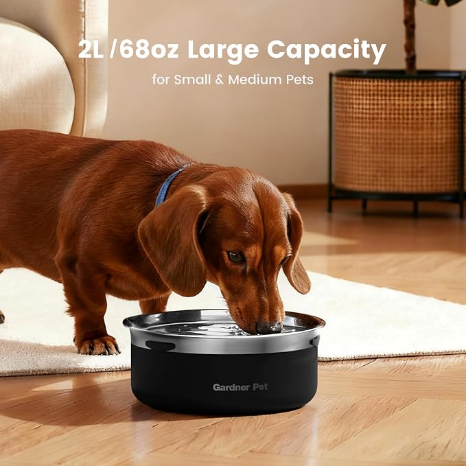 Gardner Pet Slow Water Bowl for Dogs – No Spill, Anti-Splash Floating Plate Design, Slows Drinking to Reduce Mess, Keeps Water Clean & Floors Dry, 2L - Image 3