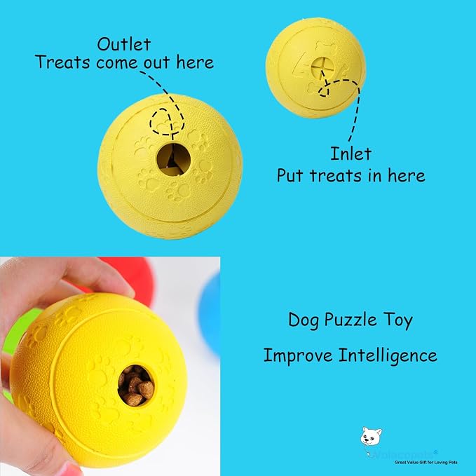 Volacopets 5 Different Functions Interactive Dog Toys, Puzzle Toys, Dog Balls for Medium Large Dogs, Dog Squeaky Balls, Food Treat Dispensing Toys - Image 2