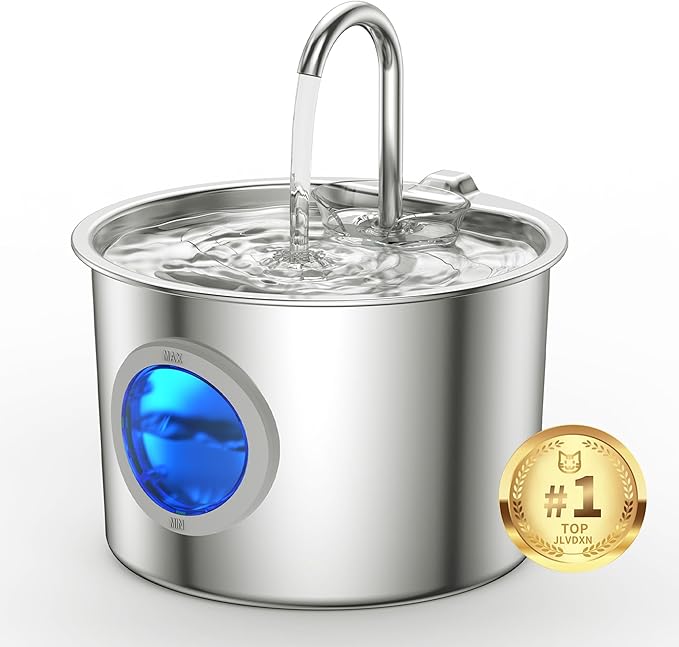 Cat Water Fountain Advanced 304 Stainless Steel 2.2L/74oz with Detachable Tank, Easy to Clean, Automatic Pet Fountain Quiet Cats Water Dispenser, Perfect for Cats Dogs Indoor by Unknown