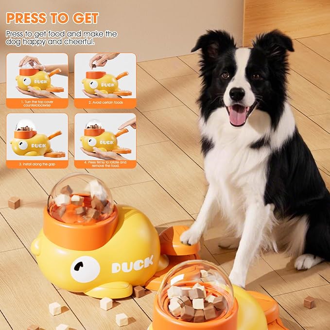 Cat Puzzle Treat Dispenser,Interactive Dog Puzzle Treat Feeder,Duck-Shaped Puzzle Toy Prevents Bloating,Food Puzzle Slow Feeder Adjustable Food Outlet for Small Cats,Dogs,Other Pets (Yellow) - Image 7