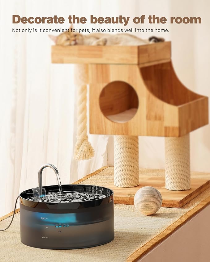 Cat Water Fountain: 108oz/3.2L Cat Fountain Super Silent Pet Drinking Dispenser - Water Fountains for Kitty Indoor - Quiet Pump and Faucet Design - Suitable for Cats and Dogs - BEMOONY | BPA-Free Pet Water Fountain - Water Fontains for Cats Indoor - Su... - Image 2