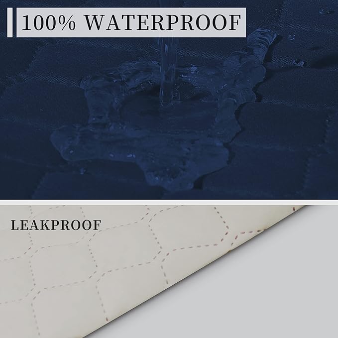 ISSUNTEX Double Protection 100% Waterproof Sofa Covers for Living Room, Reversible Couch Covers for 3 Cushion Couch Sofa, Furniture Protector Sofa Cover for Pets (X Large, Navy/Ivory) - Image 3