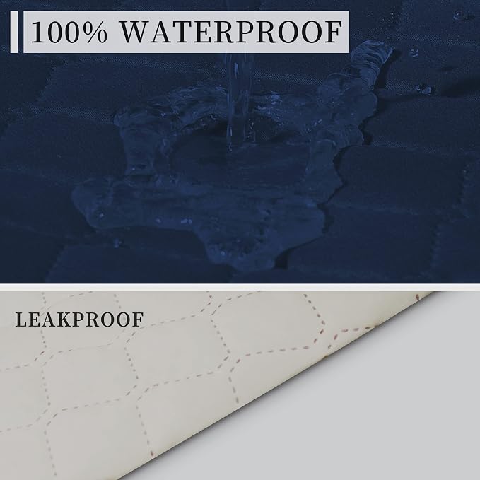 ISSUNTEX Double Protection 100% Waterproof Recliner Covers for Living Room, Reversible Furniture Protector Recliner Couch Sofa Slipcover for Dogs, Pets, Kids (Recliner, Navy/Ivory) - Image 3