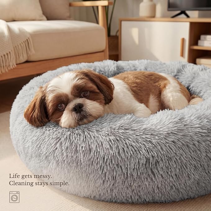 nononfish Comfortable Donut Dog Bed for Small Dogs,Plush Pet Bed | Comfortable plush donut bed with supportive edges for indoor sleeping. - Image 7
