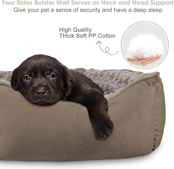 JOEJOY Rectangle Dog Bed for Large Medium Small Dogs - Washable Orthopedic Sofa Bed, Soft Breathable Puppy & Pet Cuddler, Durable Calming Dog Bed with Anti-Slip Bottom, Multiple Sizes, Dark Brown - Image 2