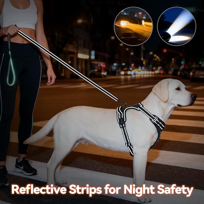 No Pull Dog Harnesses for Small Puppies Reflective Adjustable | Front Clip Vest with 2 Metal Leash Attachment Hooks Soft Handle (S, Black) - Image 7