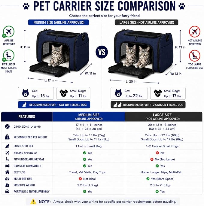 Large Pet Carrier for Cats and Small Dogs, Soft-Sided Travel Carrier with Safety Leash, Scratch-Resistant Mesh, Reinforced PVC Support Base, Foldable Design, 20 x 13 x 13 Inches - Image 3