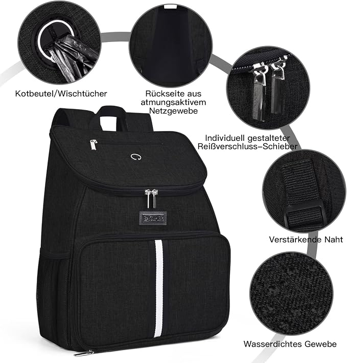 BAGLHER丨Dog Travel Bag, Airline Approved Pet Supplies Backpack, Dog Travel Backpack Accessories Set with 2 Silicone Collapsible Bowls and 2 Food Baskets. Black - Image 5
