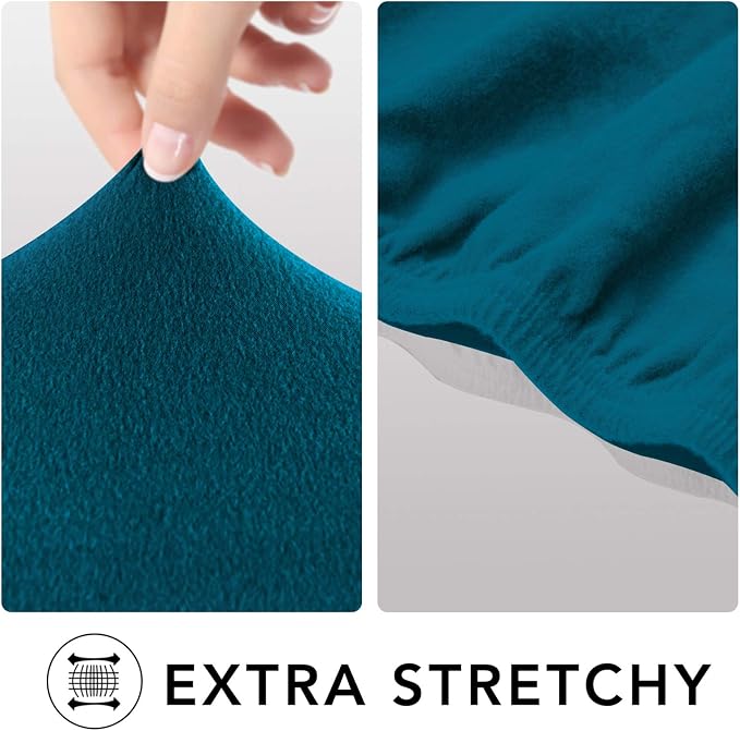 PureFit Stretch Couch Covers for Sofa 4 Seater Slipcovers Peacock Blue | 1-Piece Sofa Cover Washable Soft Couch protector, Couch Slipcover with Non Skid Foam and Elastic Bottom for Kids, Dogs - Image 4