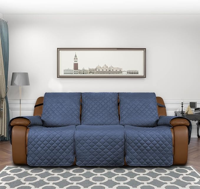 Easy-Going Reversible Couch Cover for 3 Seat Oversized Recliner, Dark Blue | Sofa Slipcover For Dogs, Sofa Cover For Oversized Recliner, Furniture Protector Mat, Pet Friendly - Image 2