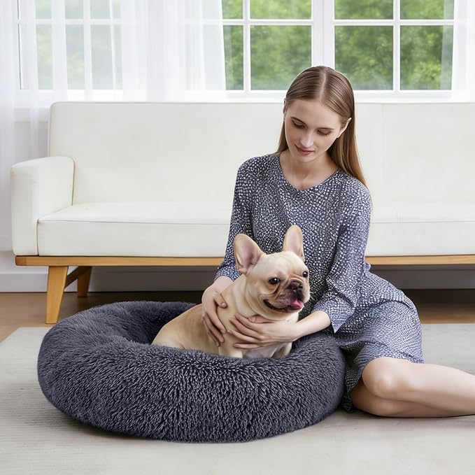 MIXJOY Orthopedic Dog Bed Comfortable Donut Cuddler Round Pet Beds Ultra Soft Washable Dog and Cat Cushion Bed (20'', Dark Grey) - Image 8