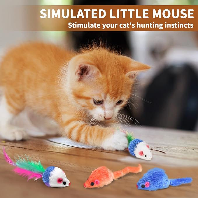 iCAGY 24 Pcs Cat Toys Set for Indoor Cats, Kittens | Interactive Variety Pack, Feather Teaser, Feather Golf, Mice, Springs, Balls, Noise Toys - Image 3