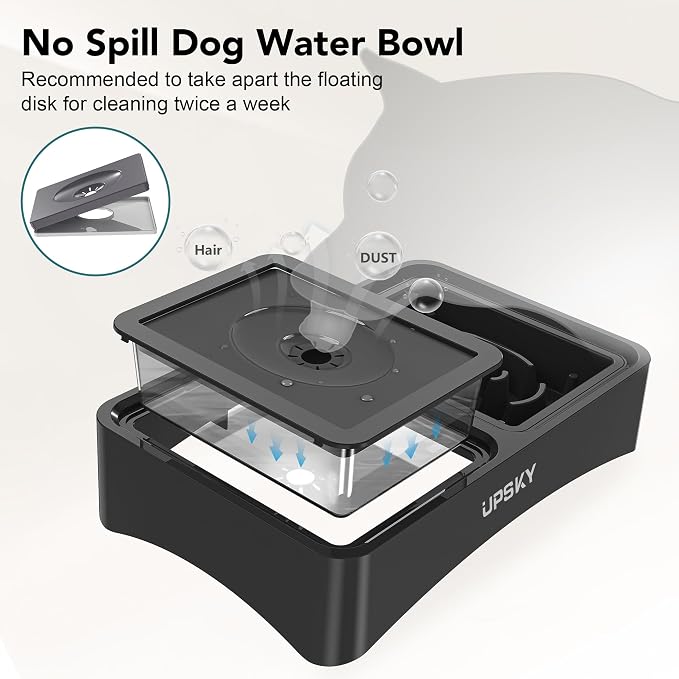 UPSKY 2-in-1 Elevated Dog Bowls Set with 4 Height Adjustable Stand, Balck | No Spill Water Bowl, Slow Food Bowl, No-Splash, Anti-Slip, Dishwasher Safe, Folding Design, Suitable for Small Medium Dogs - Image 5