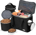 BAGLHER Dog Travel Bag Backpack Pet Supplies Backpack Pet Accessories Storage Bag 5-Piece Set With Shoulder Strap 2 Lined Pet Food Containers 2 Foldable Feeding Bowls Essential Kit for Pet travel by BAGLHER
