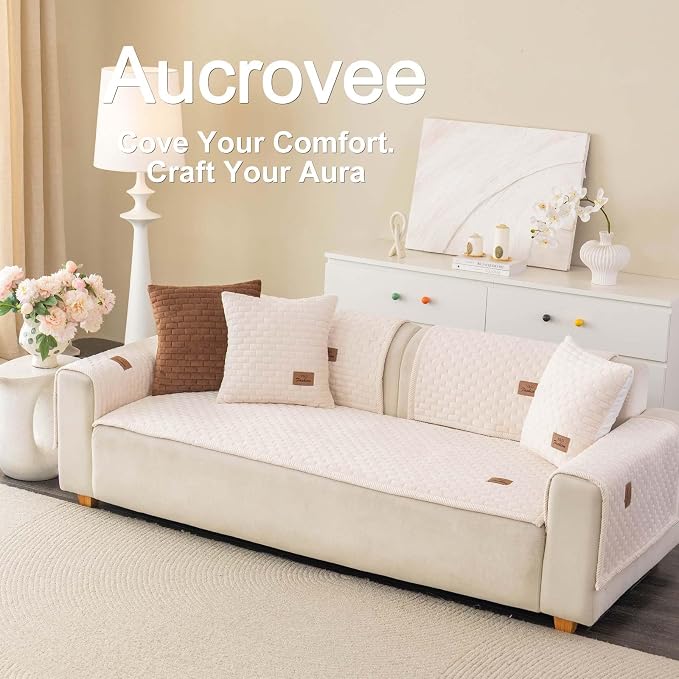 Washable Velvet Dog Couch Cover, Plush Pet Sofa Furniture Protector for 2-3 Cushion Couch, Non-Slip Washable Cover for Dogs(1PC/27.6"x59.1",White) - Image 3