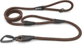 Rope Dog Leash with Two Handles, 6 Foot Heavy Duty Dog Leash with Aviation Aluminum Auto Locking Carabiner, Strong Nylon Pet Lead for Small, Medium, Large Dogs (Brown, 6FT-Two Handle) by MORXIL