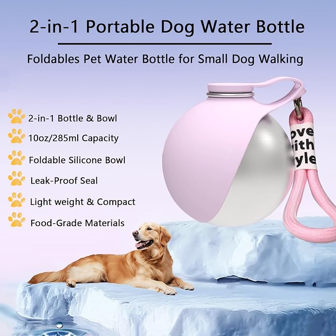 2-in-1 Portable Dog Water Bottle, Travel Hydration Dispenser Container Cup | or Small Dogs - Leak-Proof & Compact Dog Travel, Foldables Pet Water Bottle for Small Dog Walking - Image 5