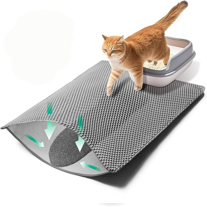 GRELY 35''X 25'' Large Litter Mat, 2 Layer Cat Litter Mat Litter Trapping Mat,Litter Box Mats for Floor, Cats Litterbox Catcher Rug for Kitty Pet, Waterproof Urine Proof,Non-Slip - Image 6
