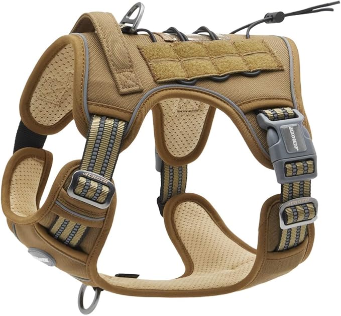 AUROTH Tactical Dog Harness for Small Medium Dogs No Pull Adjustable Pet Harness Reflective K9 Working Training Easy Control Pet Vest Military Service Dog Harnesses Army Yellow S | No Choke, Heavy Duty, Reflective, Military K9, Adjustable, Handle, Easy... by AurothPets