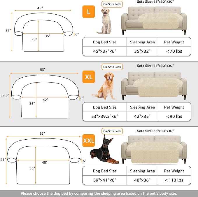 Calming Dog Bed Fluffy Plush Dog Mat for Furniture Protector with Removable Washable Cover for Large Medium Small Dogs and Cats (Extra Large (53x39.3x6), Beige) - Image 5
