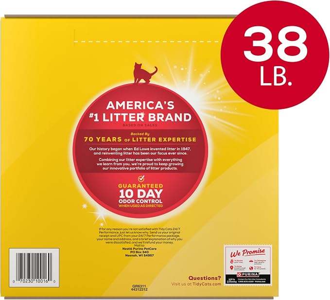 Purina Tidy Cats 24/7 Performance Clumping Cat Litter, 38 lb Box | Clean Linen scent with a slow-release deodorizer, guaranteed 10-day control - Image 8