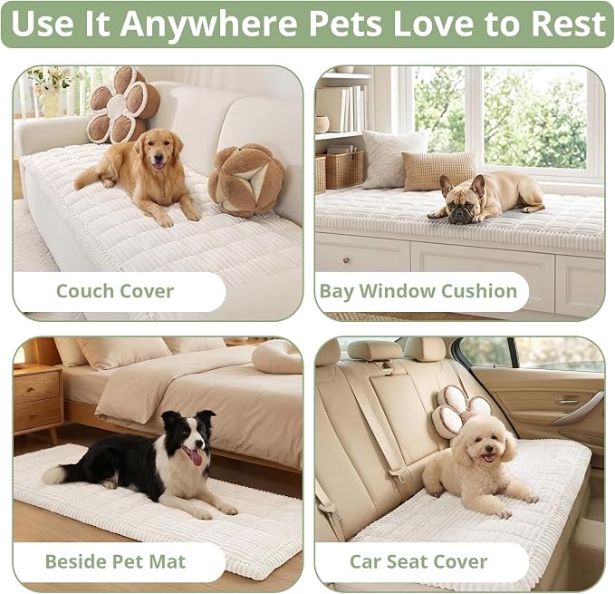 OstepDecor Couch Cover for Dogs, Washable Non Slip Sofa Cover for Pets | Soft Couch Covers for Sofa, Loveseat and Sectional, Furniture Protector Against Pet Hair & Dirt (35.4" x 63", White) - Image 2